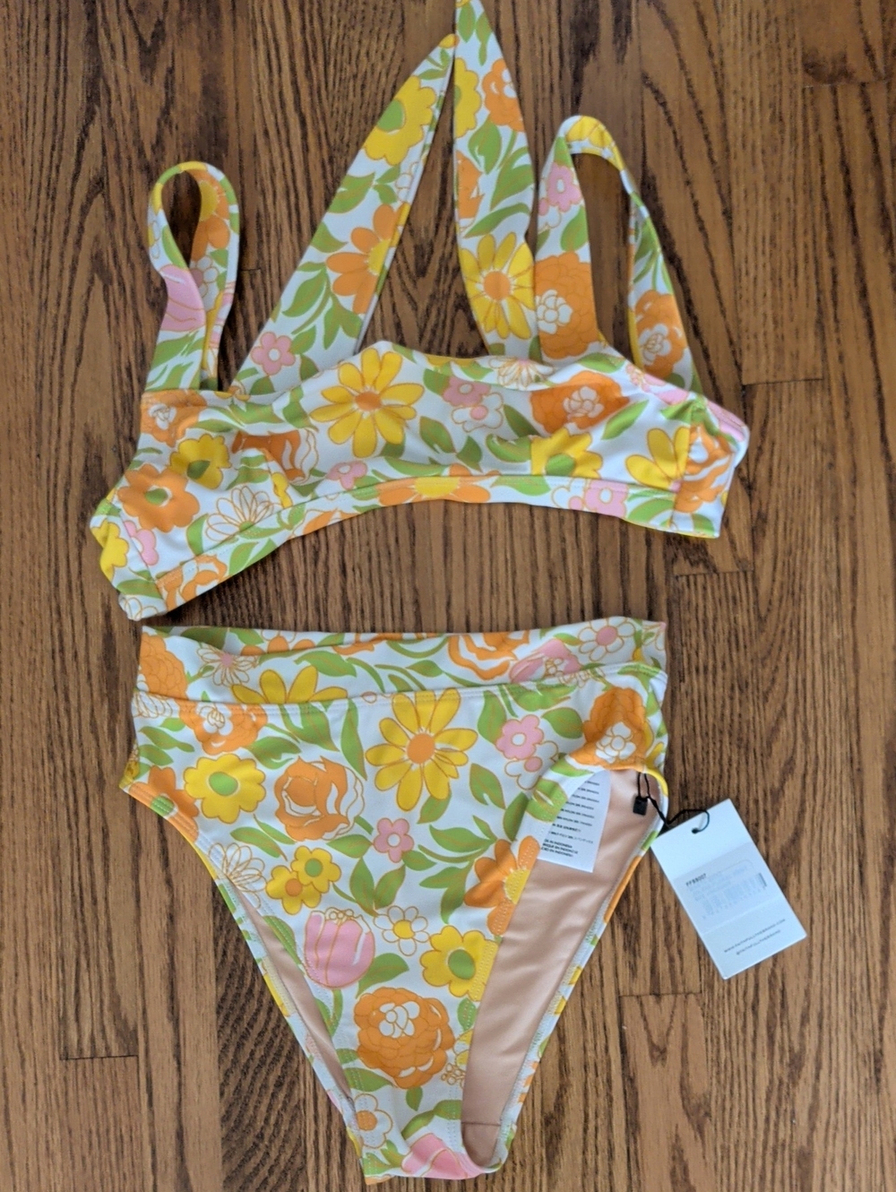 Faithfull the Brand Yellow, Green & Orange Floral Kids Bikini